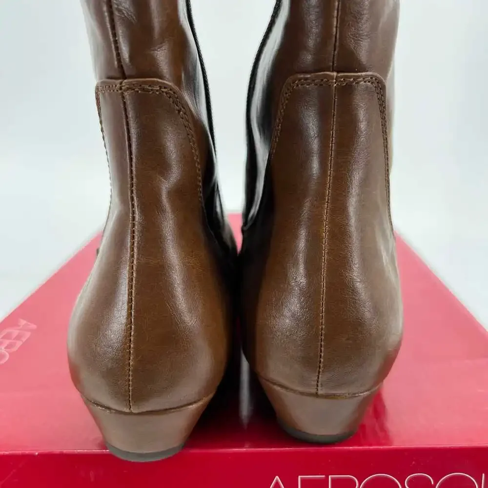 AEROSOLES Brown Wedge Over the Knee Boots | Size 9.5